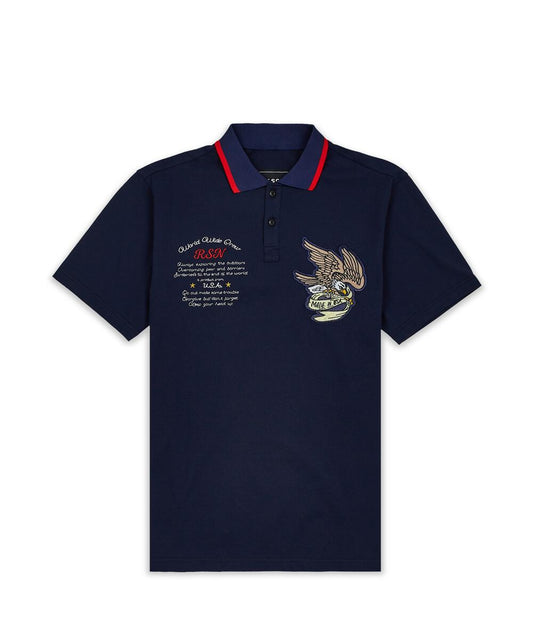 S268- Wild & Free Navy Polo