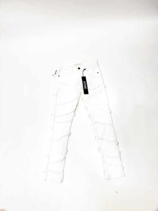 White Ripped Skinny Jeans (KNB3341)