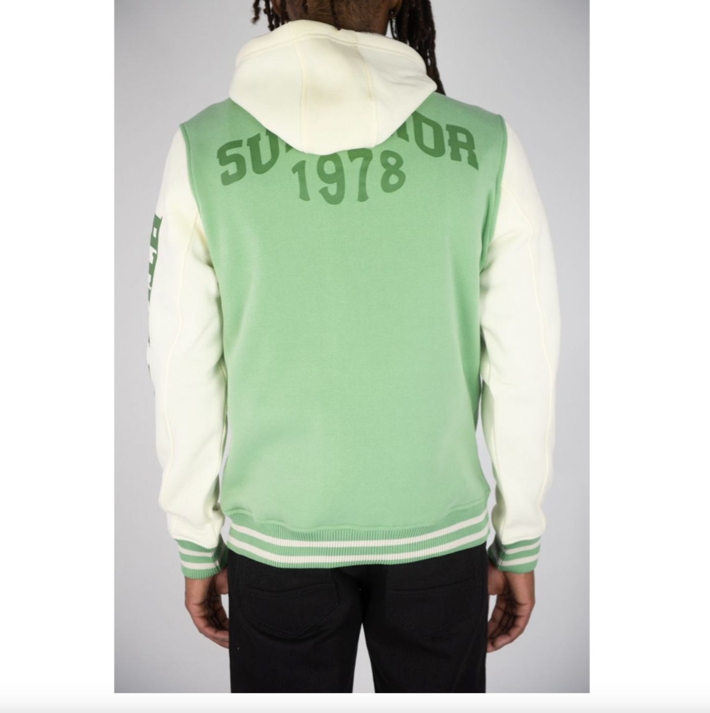 142-521 Superior Fleece Varsity Jacket - Light Olive