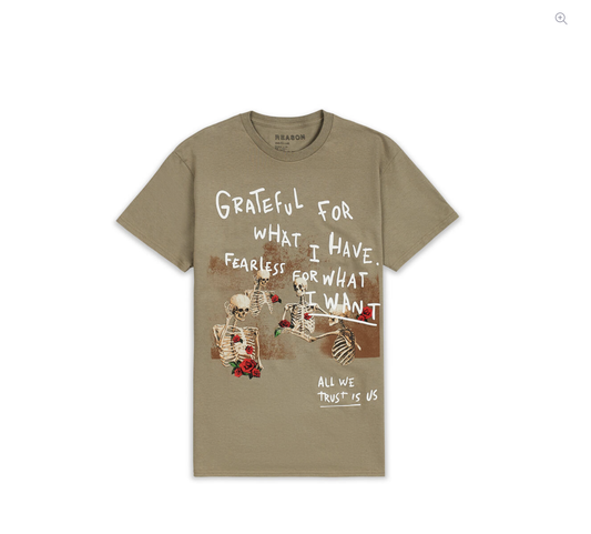 22T10 - Grateful Roses Tee - Khaki