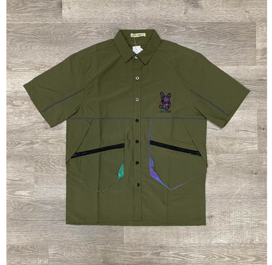 Nylon Short Sleeve Shirt W/ Pocket - Olive (WS107) (1)