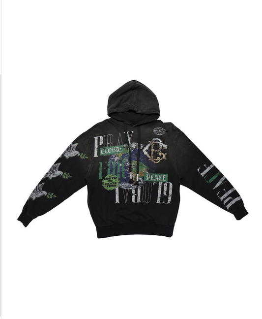 Global Peace Pullover Hoodie - Acid Black (FRF2473)