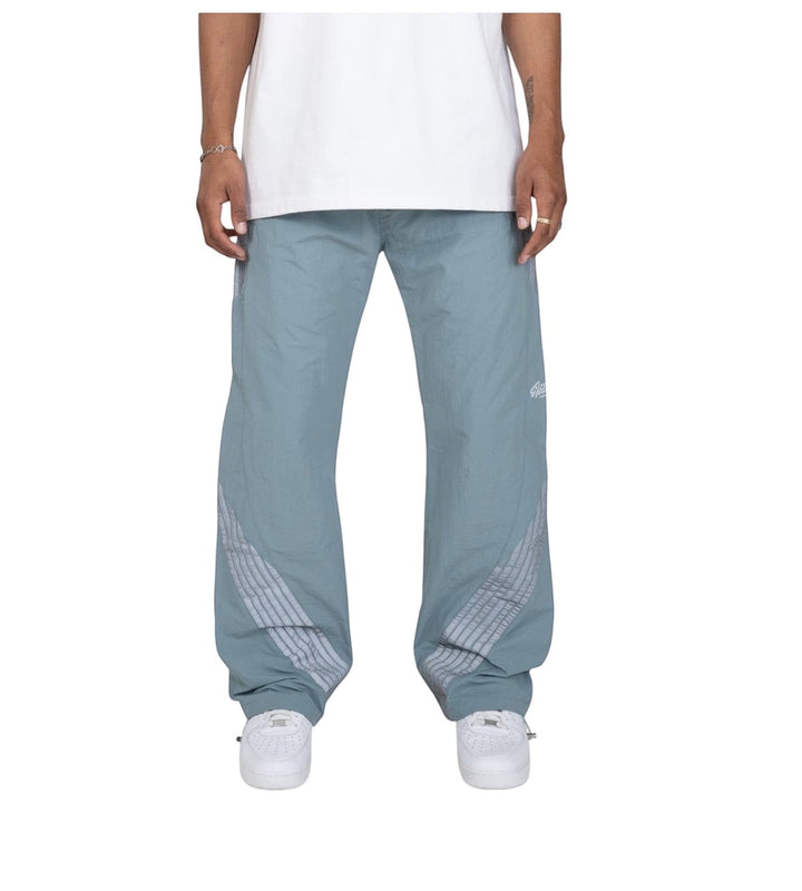 GEAR LOCKER LA Drift pants in slate blue nylon ripstop featuring 3M reflective tape details and elastic waistband.