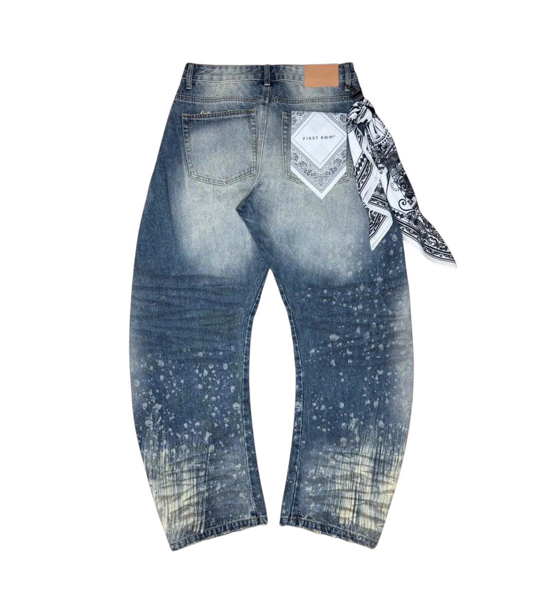 CRYSTAL WASH BARREL JEANS