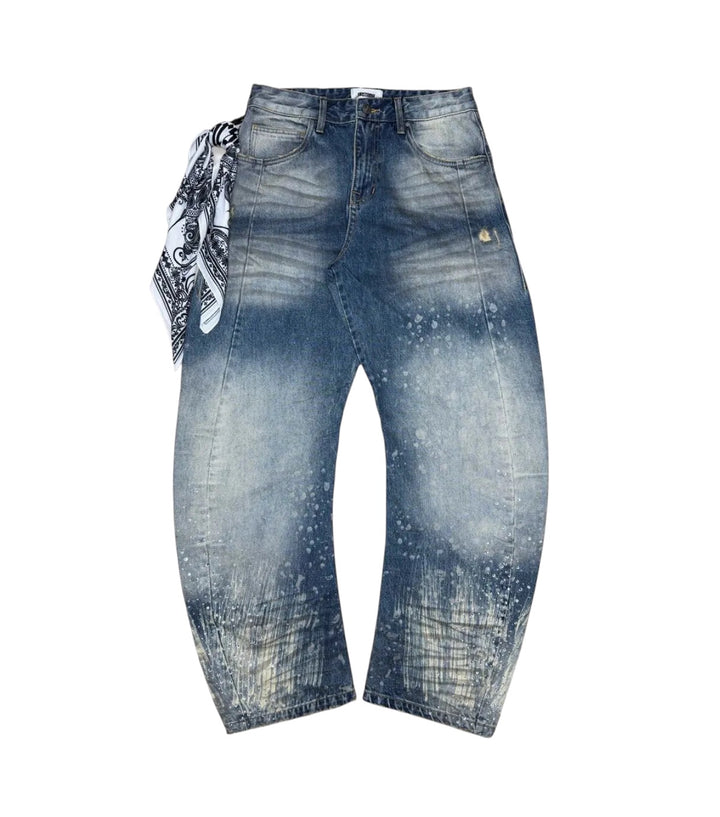 CRYSTAL WASH BARREL JEANS