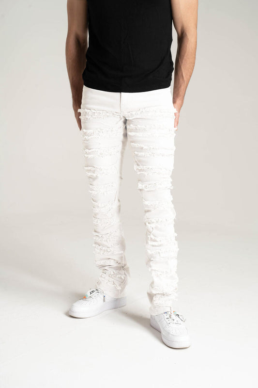 Stretch Stacked Twill Pants - White