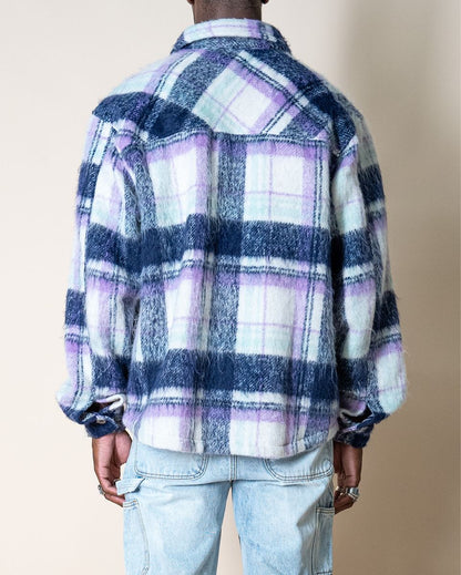 Side Slit flannel - Blue