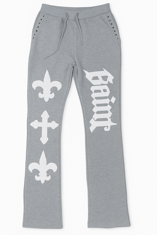 Saint Stacked Sweats - Grey