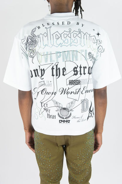 Fearlessness Acid Wash Tee - White