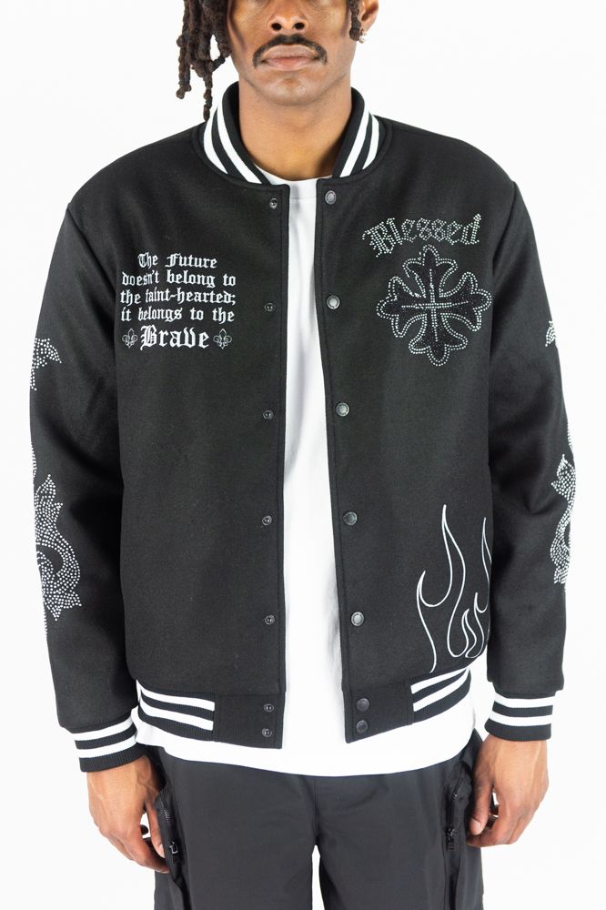 Blessed Stone Varsity Jacket - Black