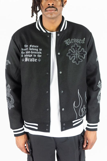 Blessed Stone Varsity Jacket - Black