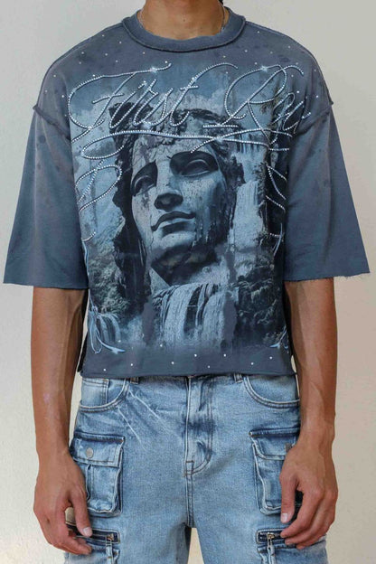 First Row Lost Utopia Unearth Cropped Tee - Grey