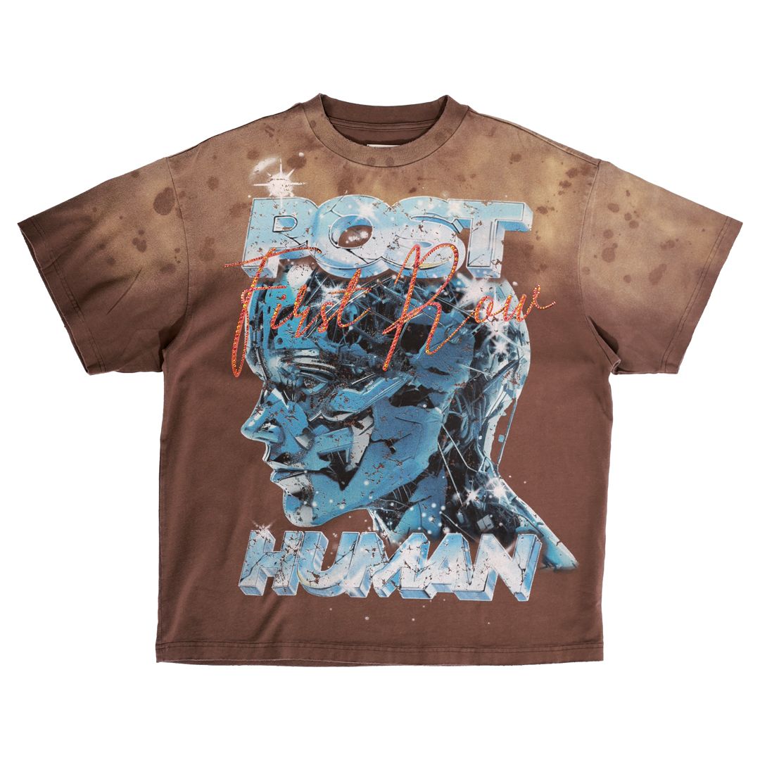 First Row Post Human Cropped Tee - Brown
