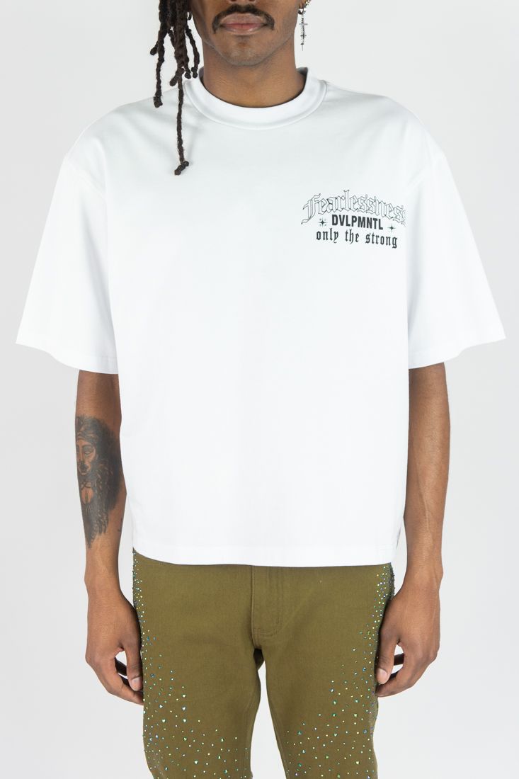 Fearlessness Acid Wash Tee - White