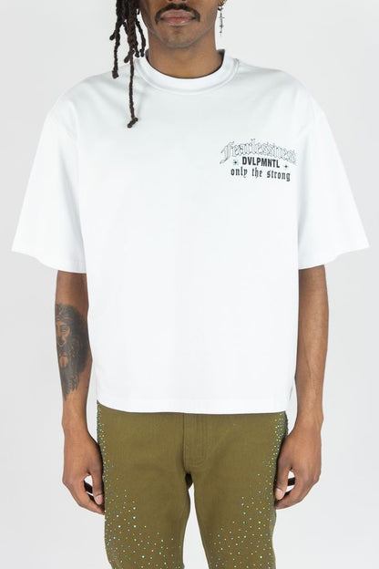 Fearlessness Acid Wash Tee - White