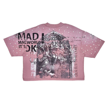 Washed Heavy Tee Rhinestone Details - Dusty Pink