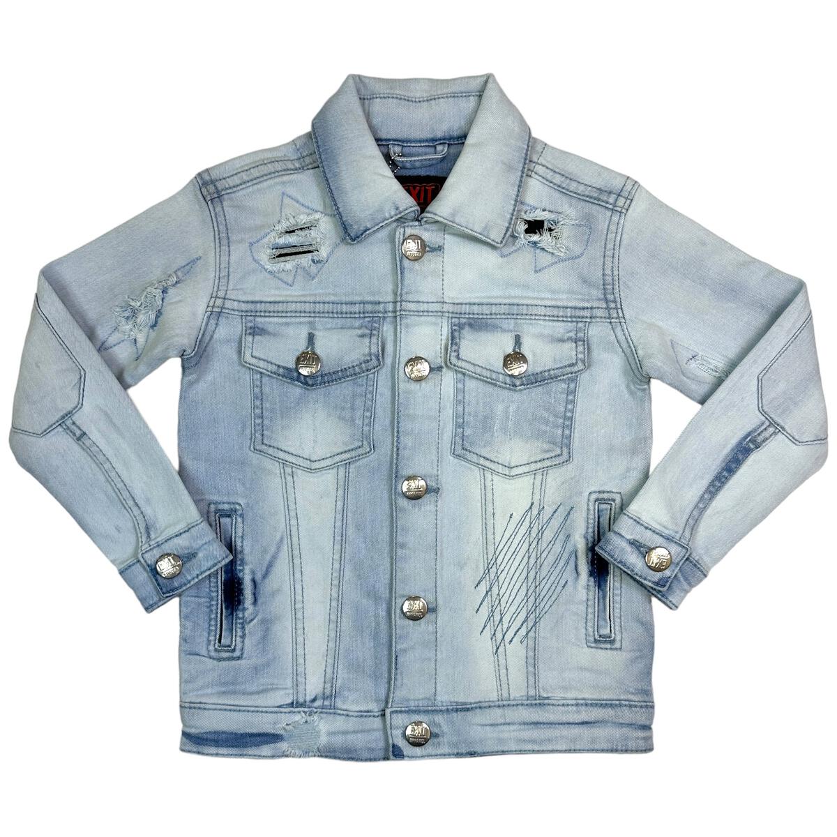 Kids Distress Jacket - Washed Blue