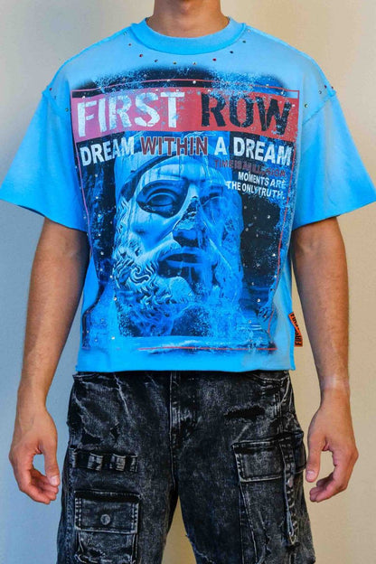 First Row Lost Utopia Ruins Cropped Tee - Blue