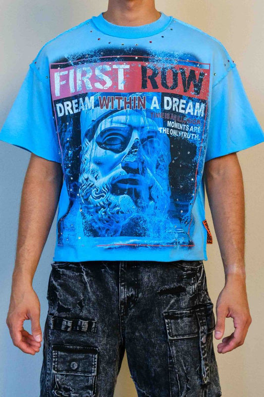 First Row Lost Utopia Ruins Cropped Tee - Blue