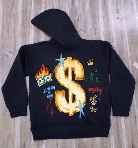 All We Need Is Money Kids Hoodie- Black