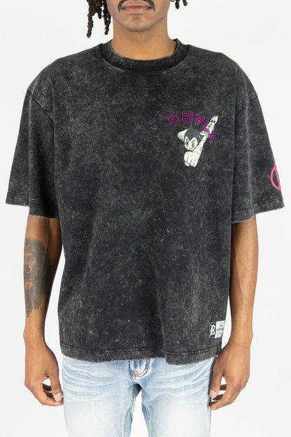 Future Astro Acid Washed Graphic Tee - Black