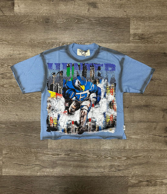 Hunter F-Terry Cropped T-Shirt - Blue