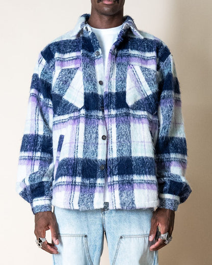 Side Slit flannel - Blue