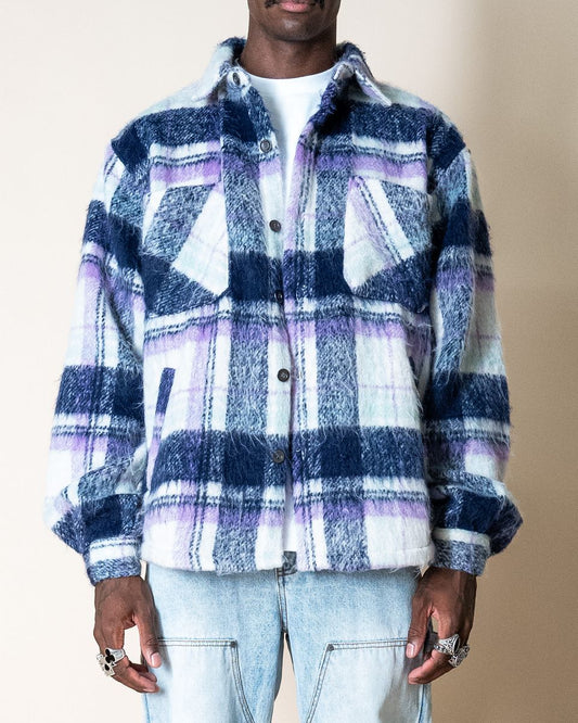 Side Slit flannel - Blue