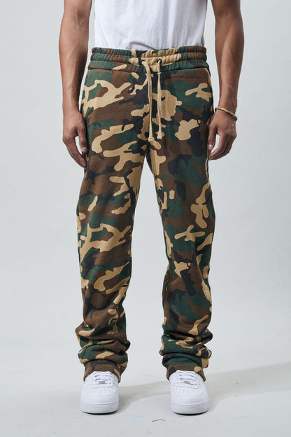 Stacked Fleece Pants - Woodland Camo