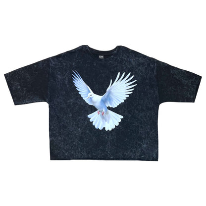 Dove Oversized Cropped tee - Washed black