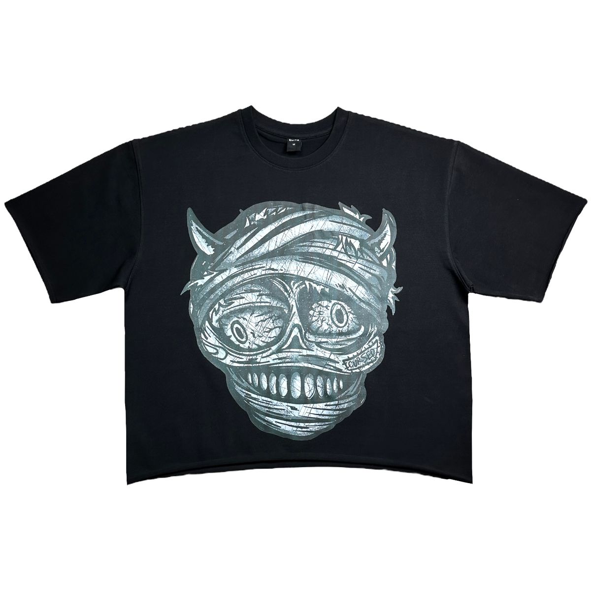 Mummy Oversized Cropped Tee - Black