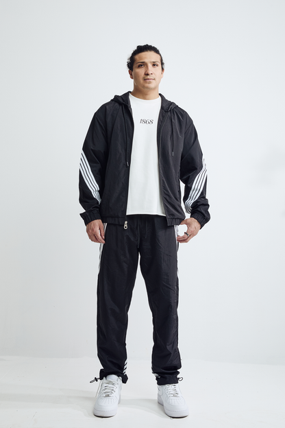 Nylon Windbreaker Pants - Black