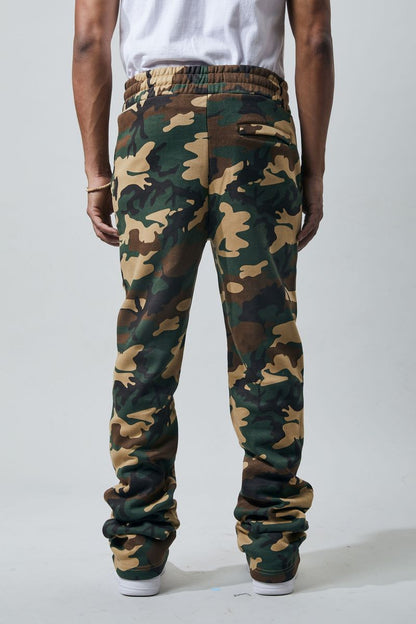 Stacked Fleece Pants - Woodland Camo