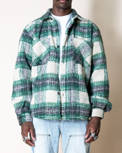 Side Slit Flannel - Green