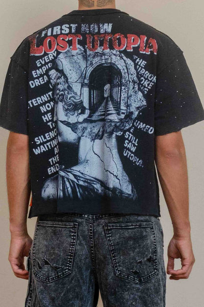 First Row Lost Utopia Illusion Cropped Tee - Black