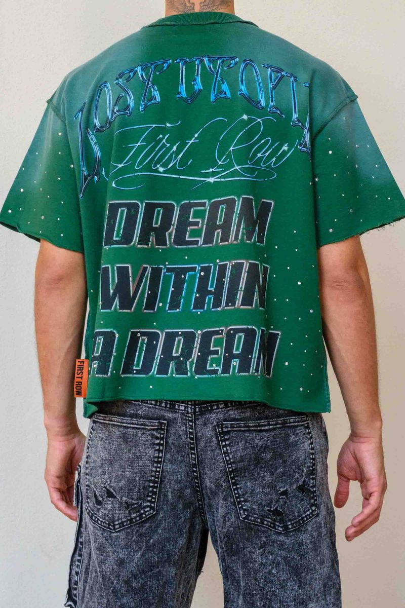 First Row Lost Utopia Universe Cropped Tee - Green
