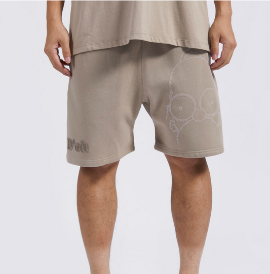 Fm30426 Simpsons-D'oh- Mens Fleece Loose Fit Short - Taupe