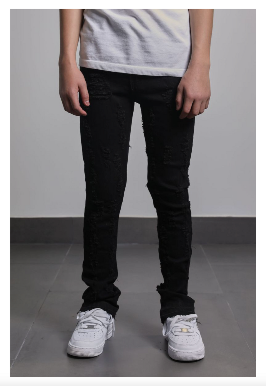 Shatter Stacked Jeans - Jet Black