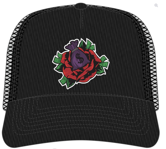 TN5331B - Rose Money Trucker Hat - Black