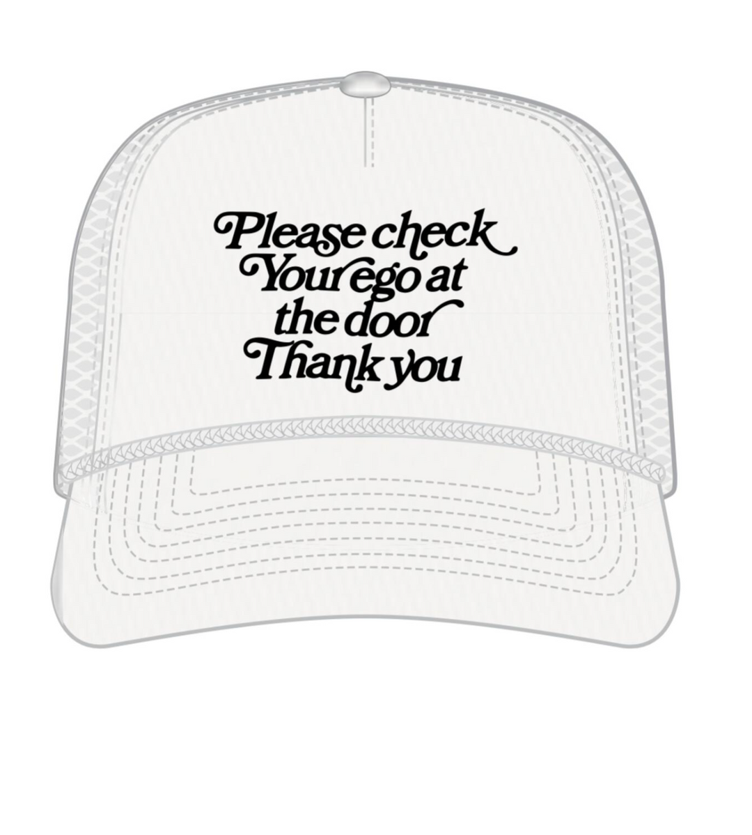 Please Check Your Ego Trucker Hat - White
