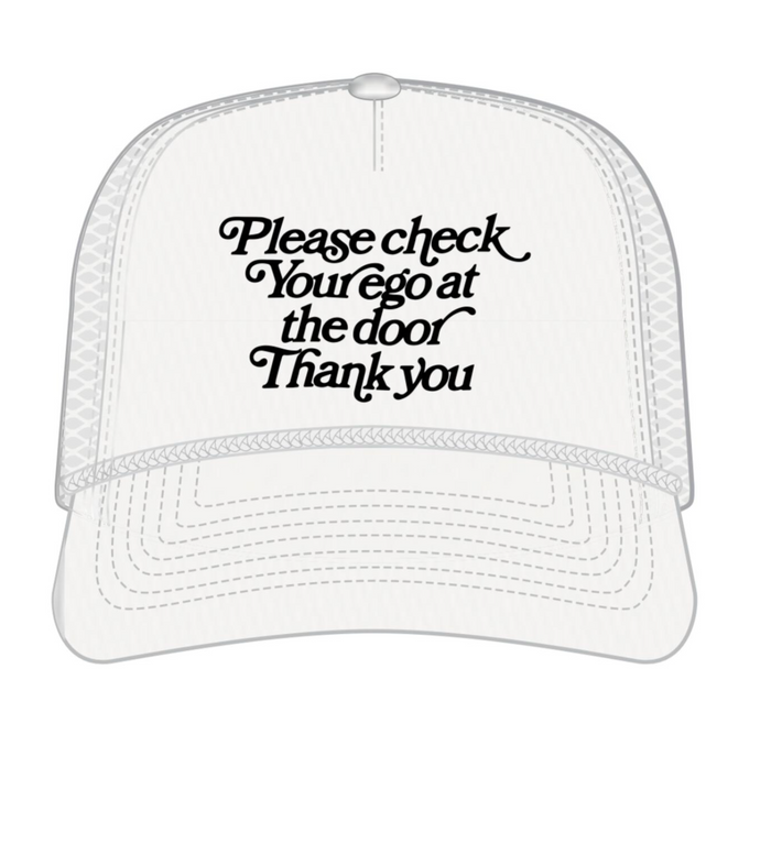 Please Check Your Ego Trucker Hat - White