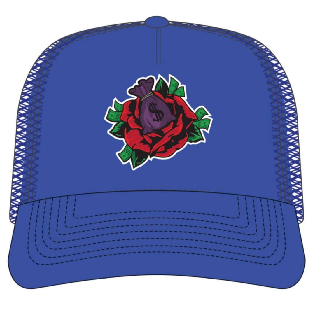 Rose Money Trucker Hat - Royal Blue