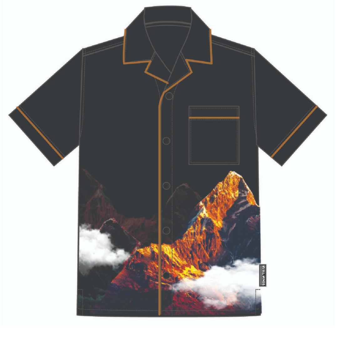 Heavy Matted Satin Printed Shirt - Black