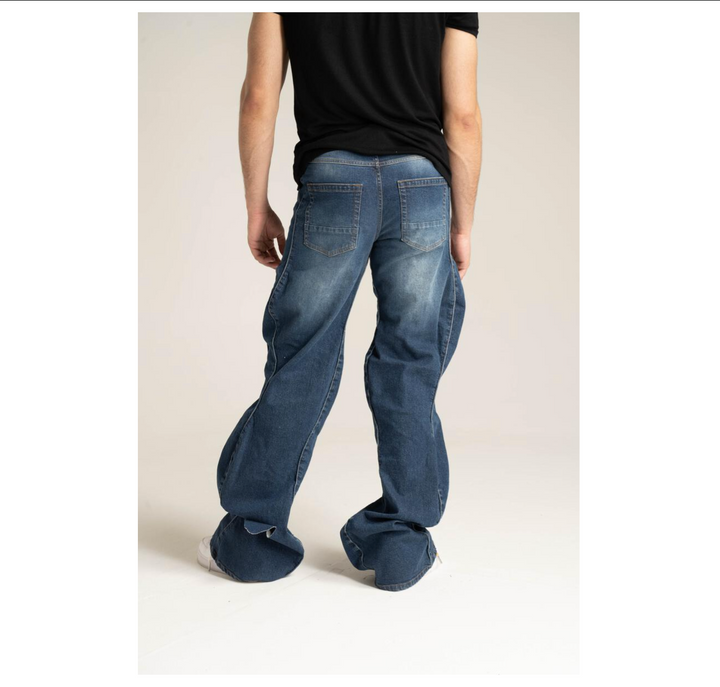 Wavy Baggy Stacks Jeans - Vintage Blue