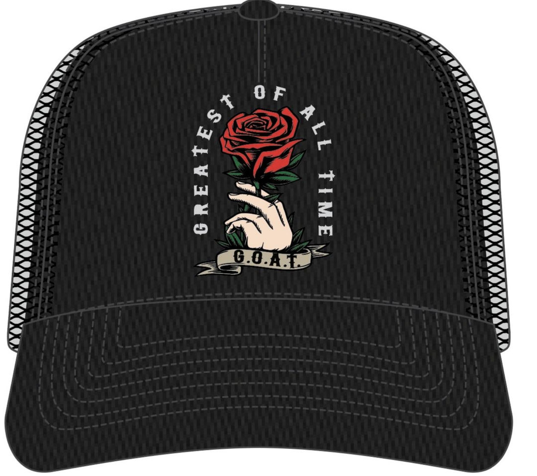 Goat Rose Trucker Hat - Black