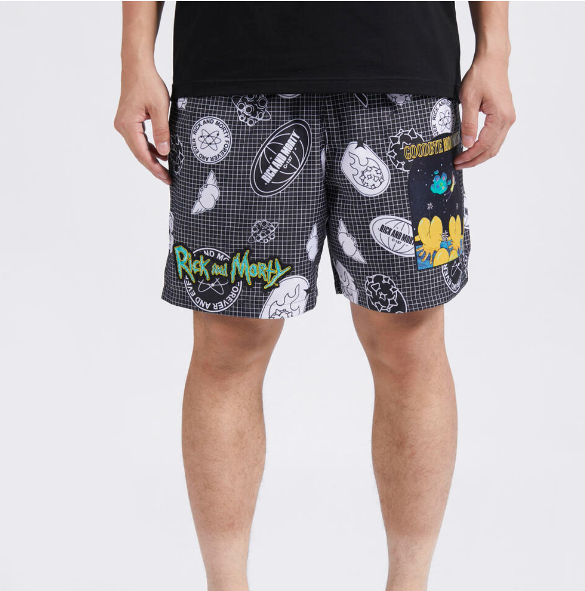 2R30115 Rick And Morty-Goodbye Moonmen-Mens Aop Nylon Short