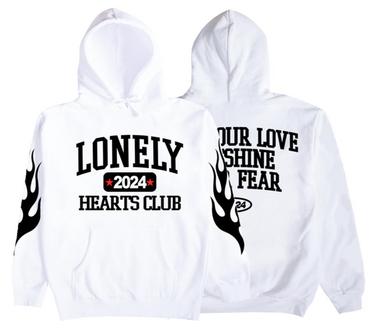 Lonely Hearts 096 White University Hoodie