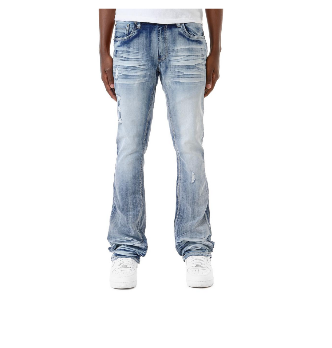 Light Blue Simple Stacked Jeans