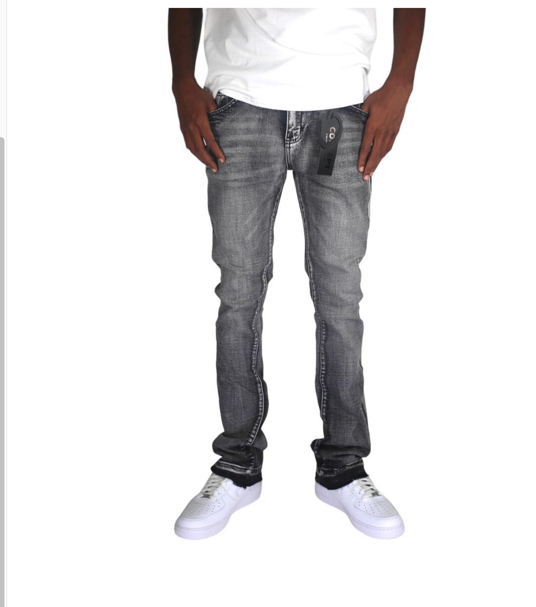 Concept Stacked Fitted Jeans - Grey Wash