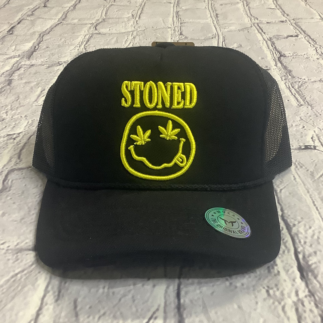 MUM 2224 black w/ yellow stoned happy hat